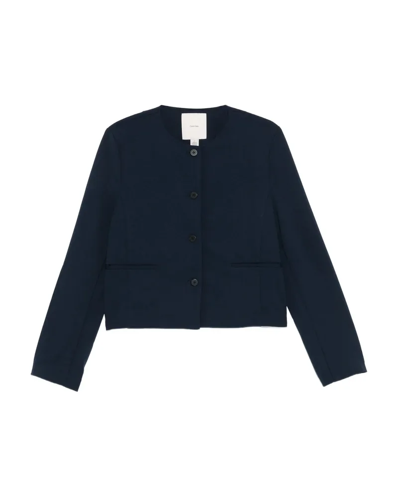 Calvin Klein Button-front Cropped Jacket Blue
