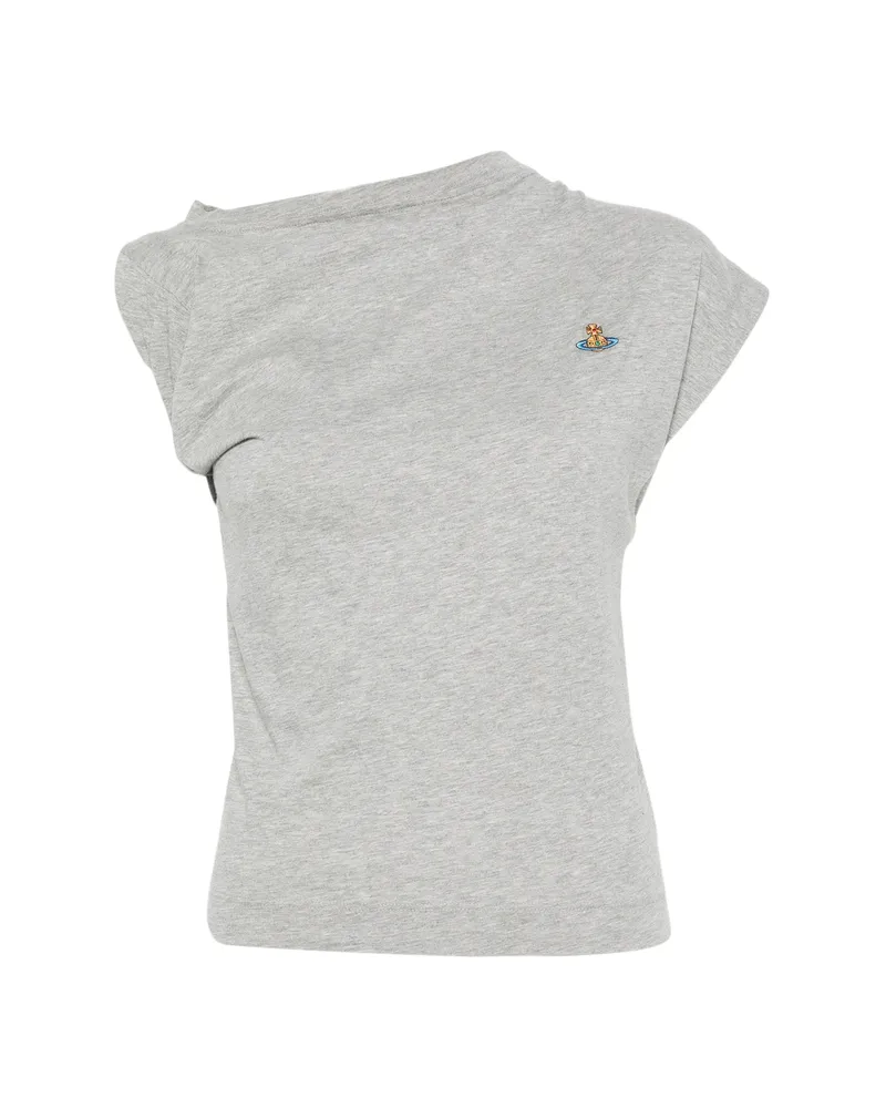 Vivienne Westwood Hebo Orb-embroidered Draped-design T-shirt Grey