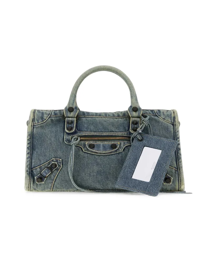 Balenciaga Small Le City Denim Tote Bag Blue