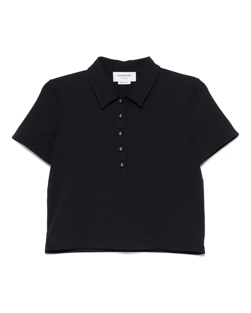 Thom Browne Cotton Short-sleeve Polo Top Blue