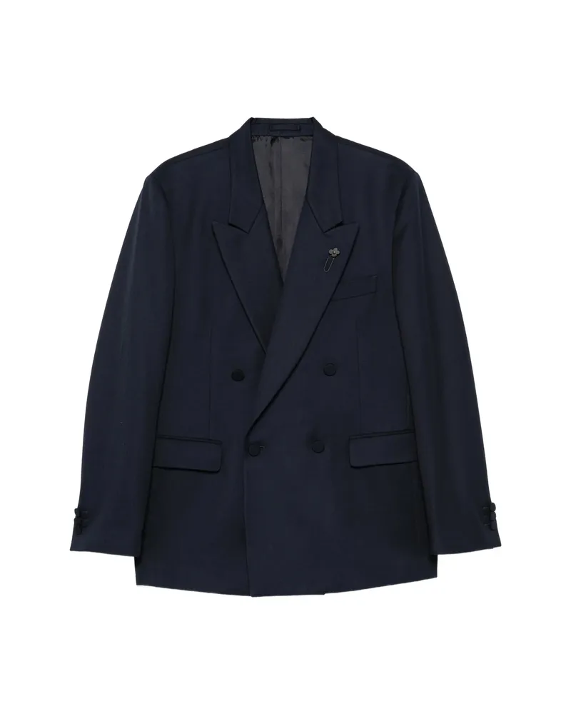 LARDINI Double-breasted Peak-lapel Jacket Blue