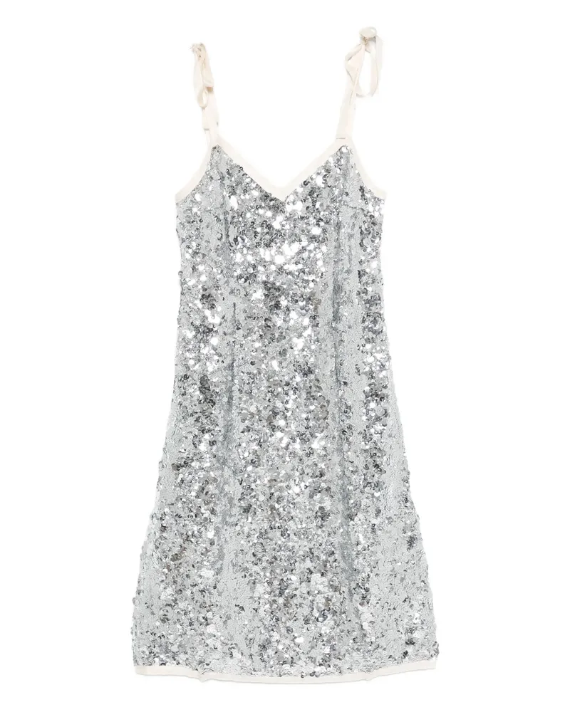 Prada Ribbon-strap Sequinned Dress Silver