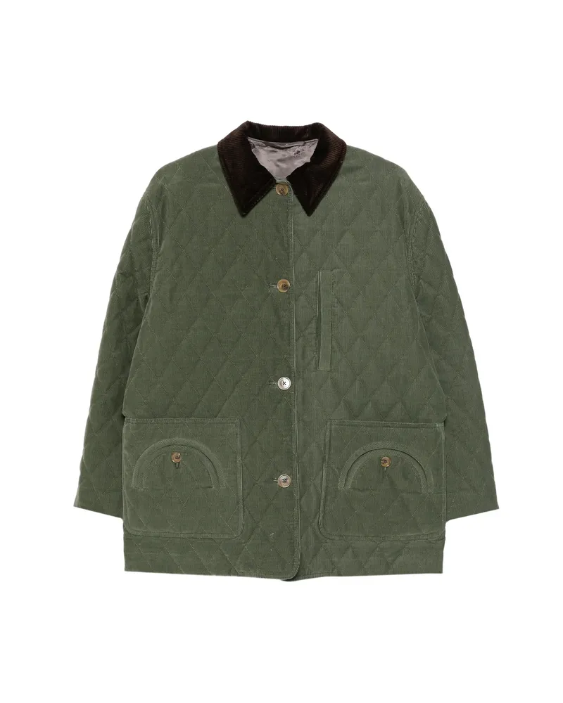 Blazé Milano Quilted Corduroy-collar Jacket Green