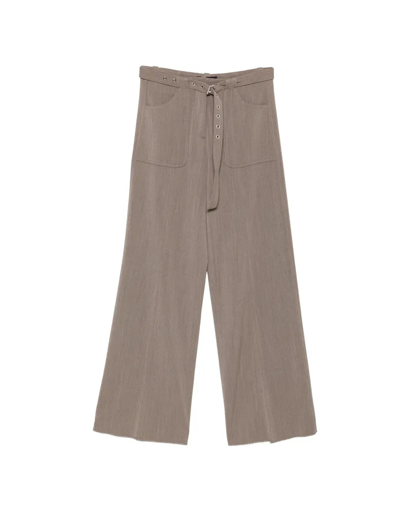 Seafarer Belted Wide-leg Trousers Brown