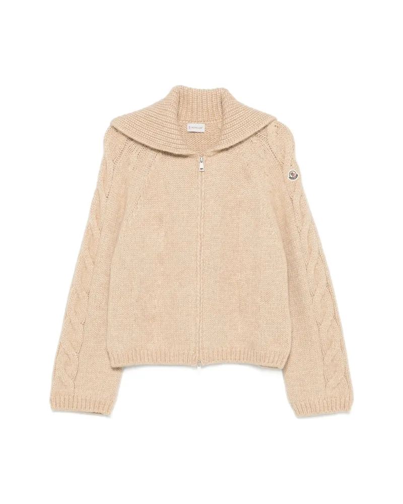 Moncler Cable-knit Zip-up Sweater Neutrals