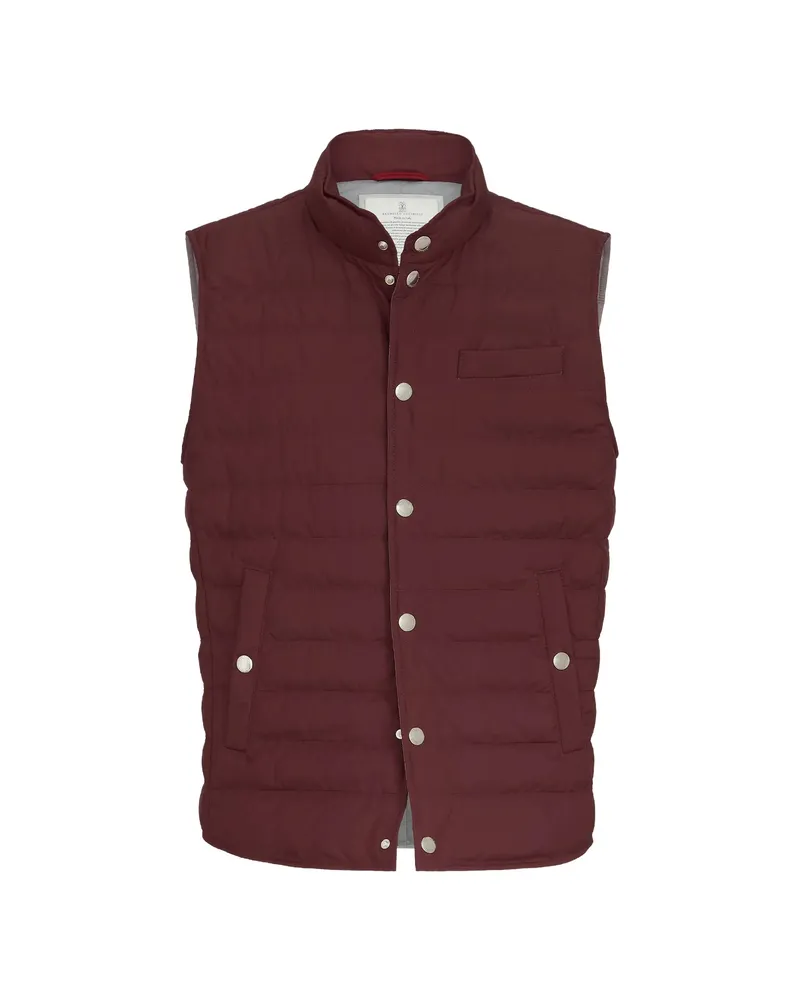 Brunello Cucinelli Lightweight Techno Fabric Down Vest Red
