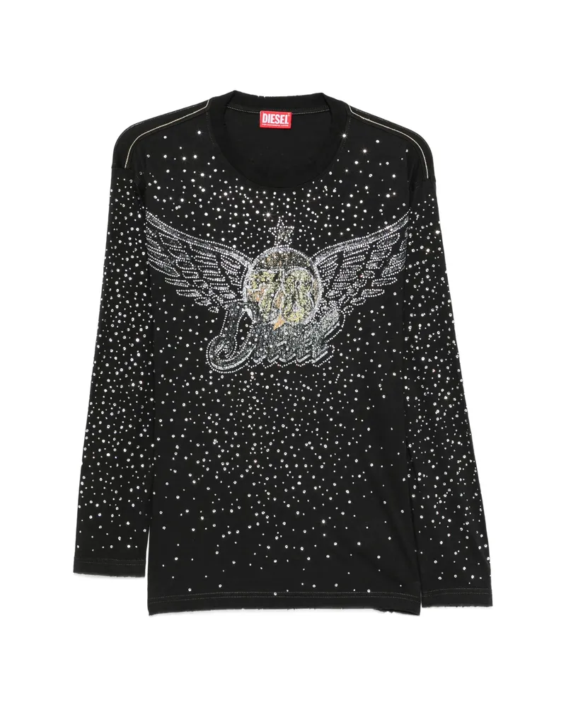 Diesel Rhinestone-embellished Long-sleeve T-shirt Black