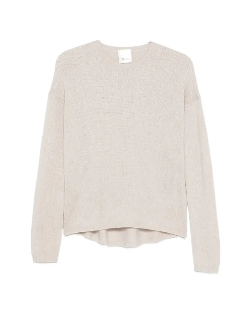ALLUDE Ribbed-knit Drop-shoulder Cashmere Sweater Neutrals