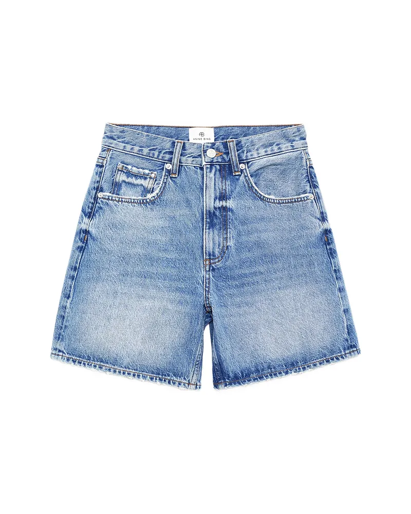 Anine Bing Heath Frayed Shorts Blue