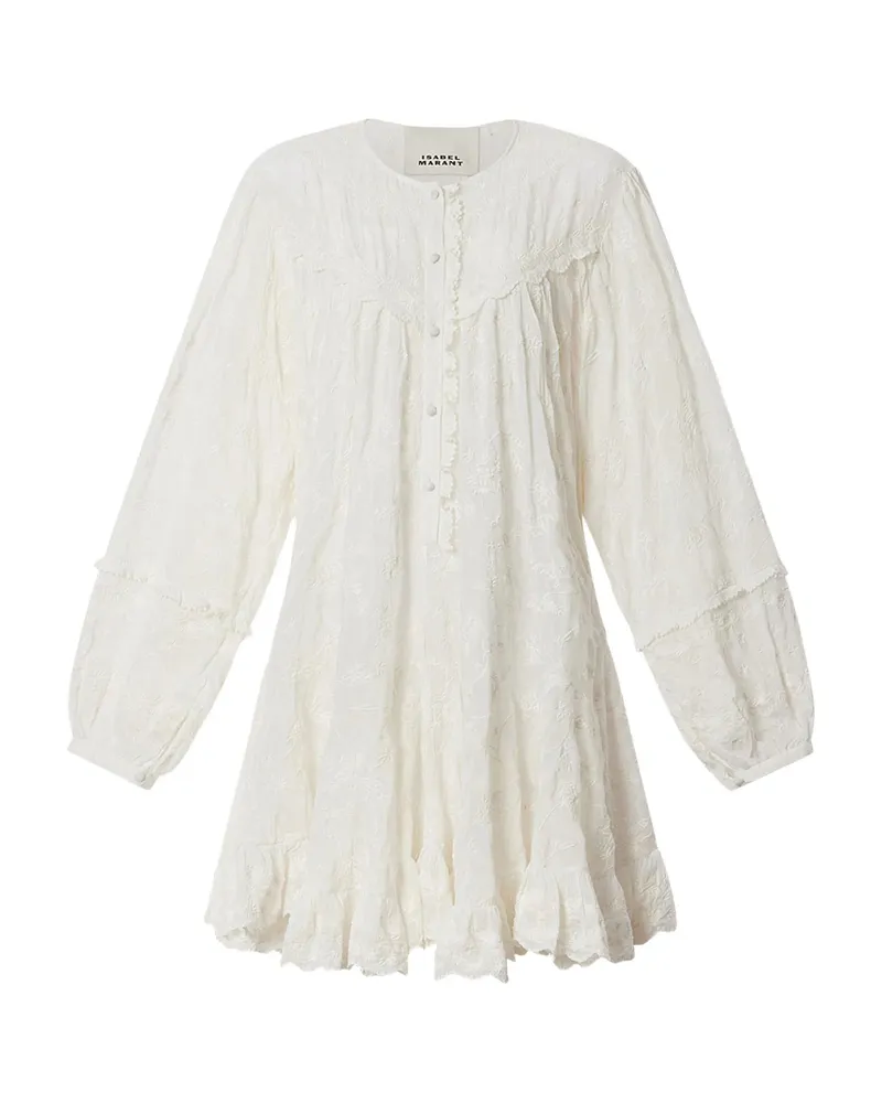 Isabel Marant Zame Ruffled Embroidered Dress White