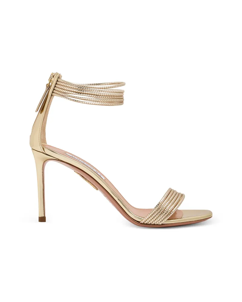 Aquazzura Sway Metallic Sandals Gold