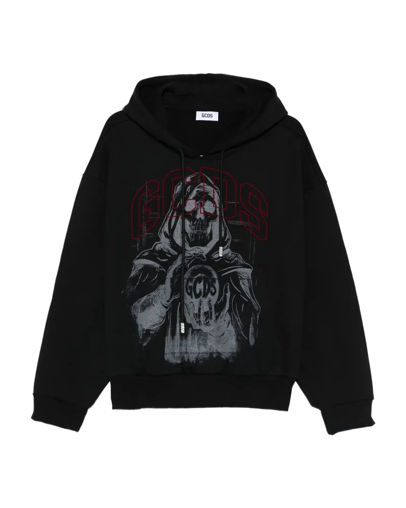 GCDS Gothic-print Hoodie Black