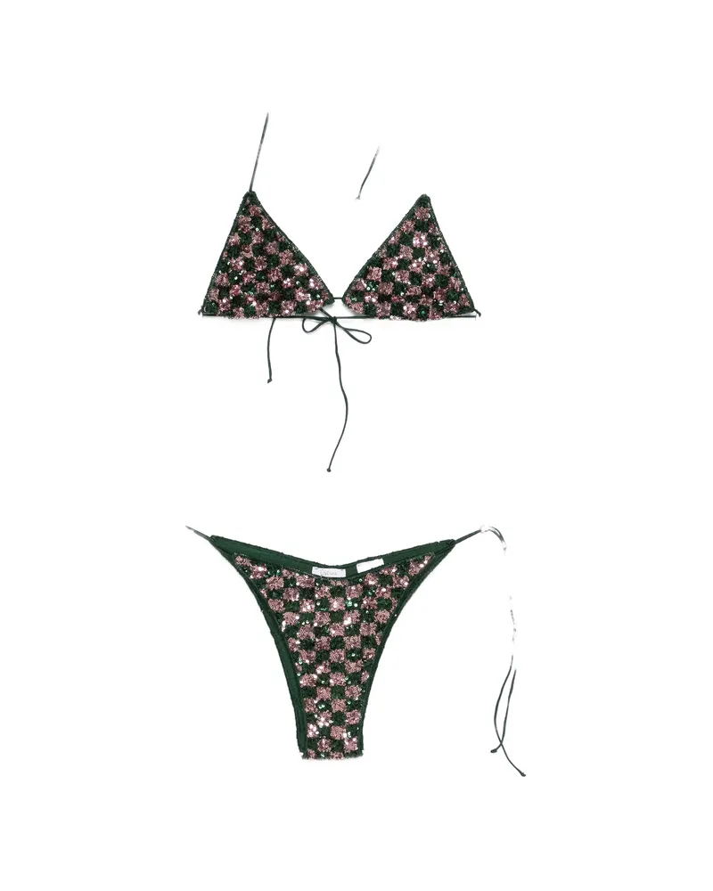 Oséree Sequins Chess Bikini Green