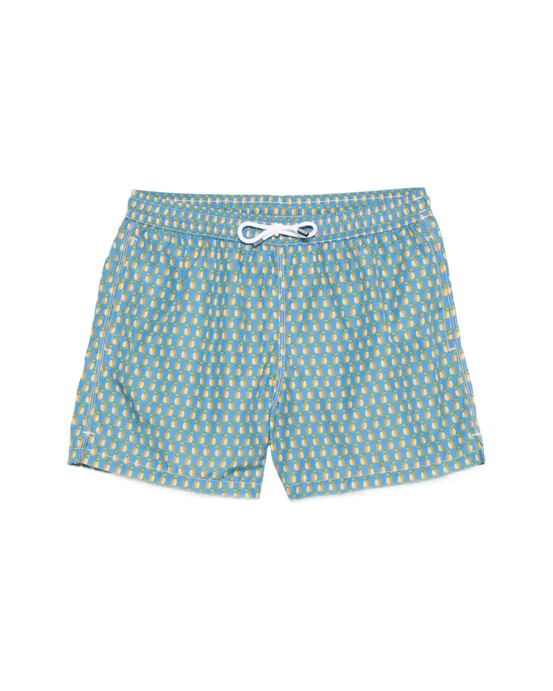 Fedeli Pineapple-print Swim Shorts Blue
