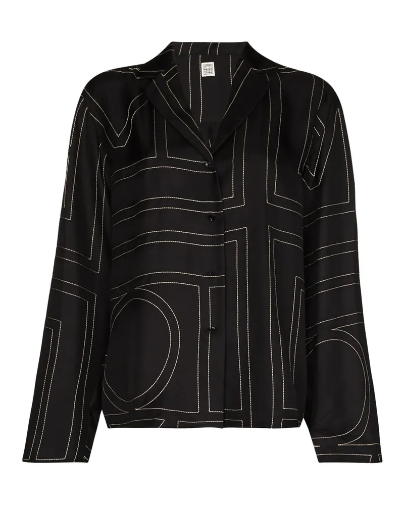 Totême Sanville Monogram Silk Shirt Black