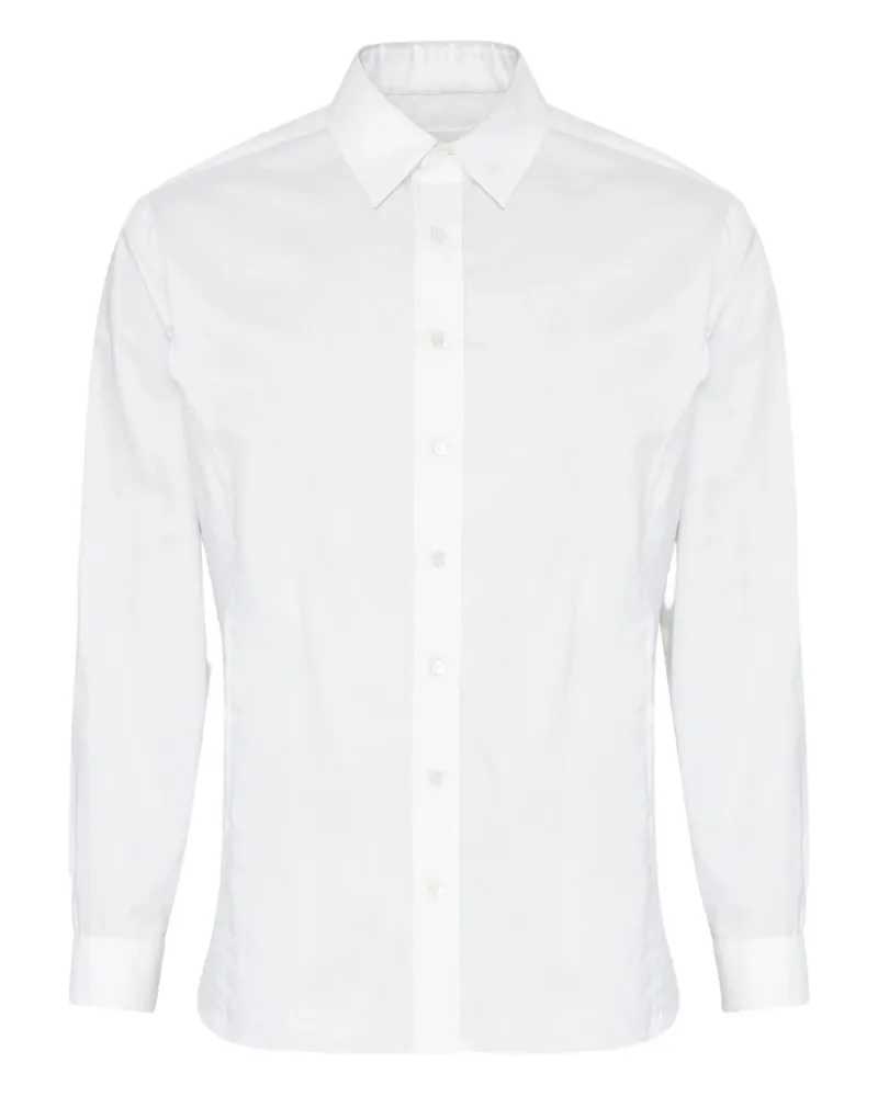 Maison Margiela Long-sleeved Frayed-hem Shirt White