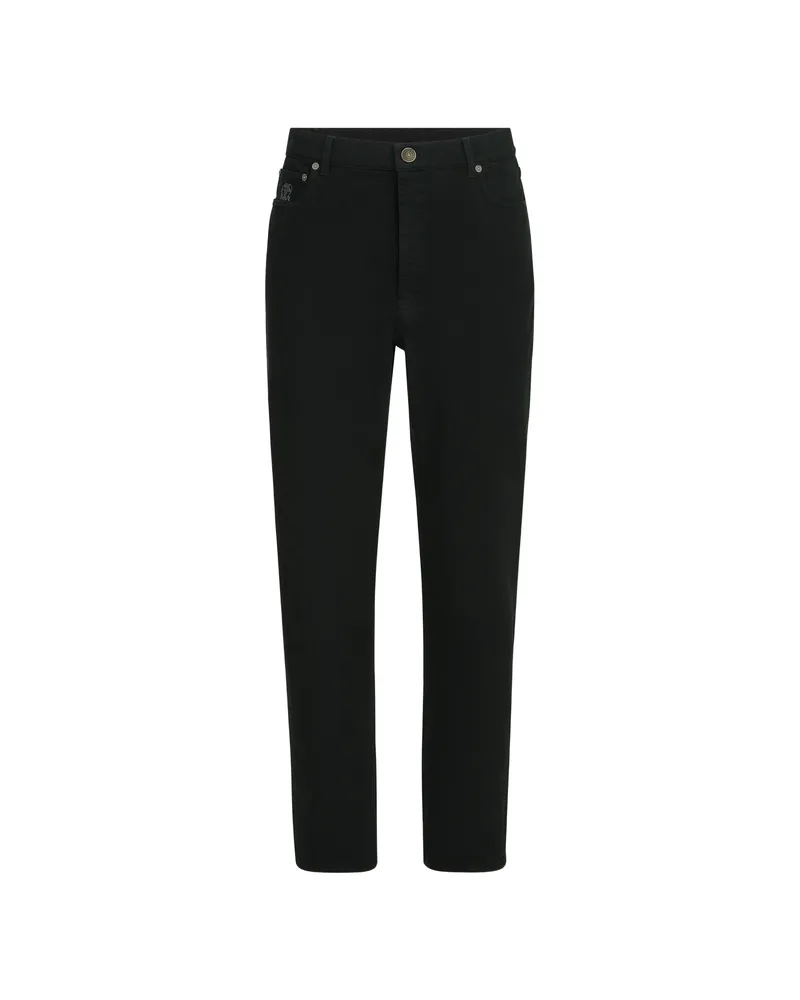 Brunello Cucinelli Garment-dyed Denim Iconic-fit Five-pocket Trousers Black