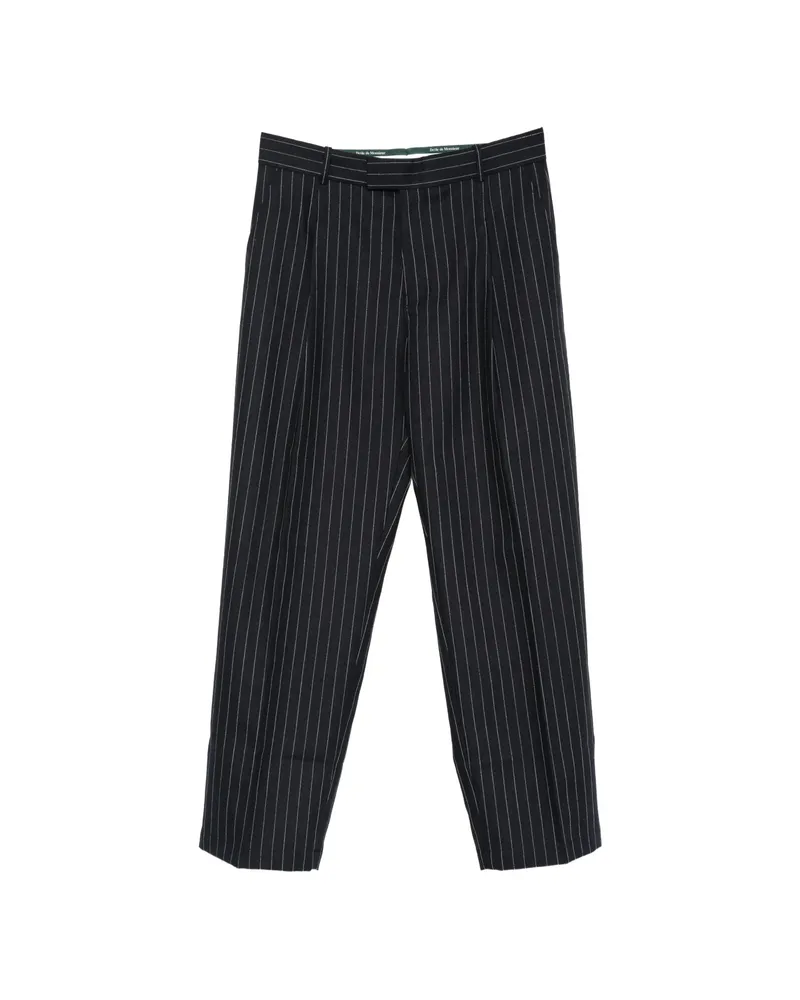 Drôle de Monsieur Pinstripe-pattern Pleated Trousers Blue