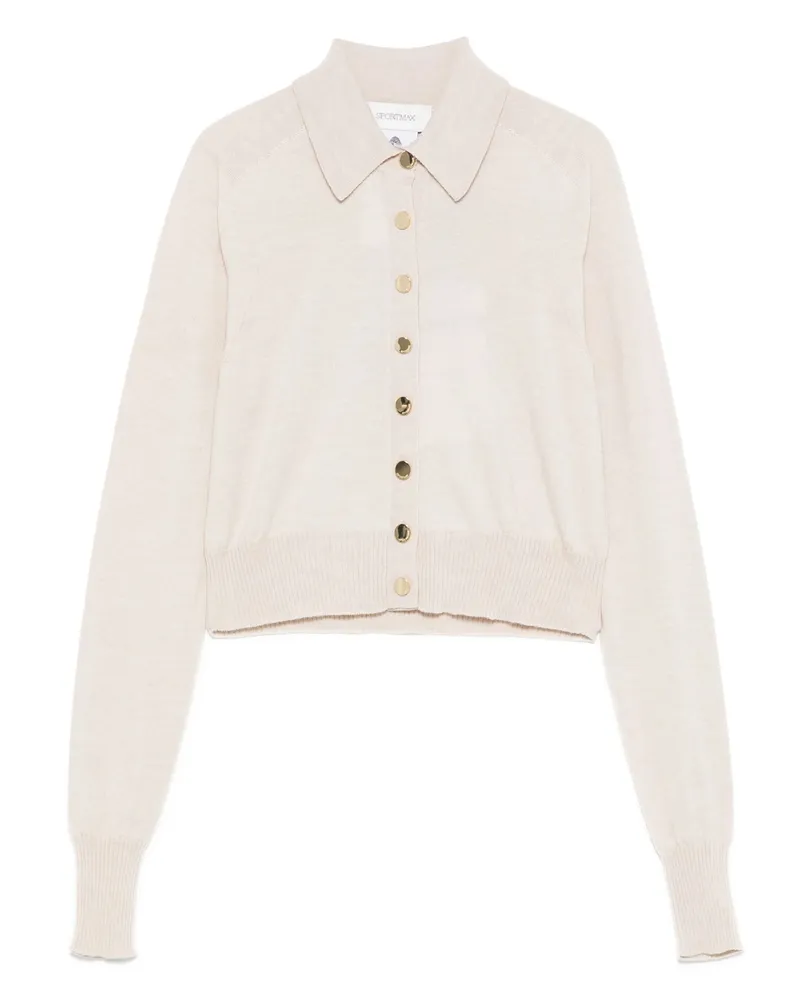 SPORTMAX Virgin-wool Cardigan Neutrals