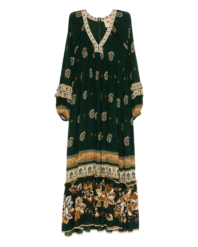 FARM Rio Ayla Floral-print Maxi Dress Green