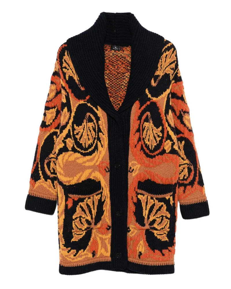 Etro Floral-pattern Shawl-collar Cardigan Orange
