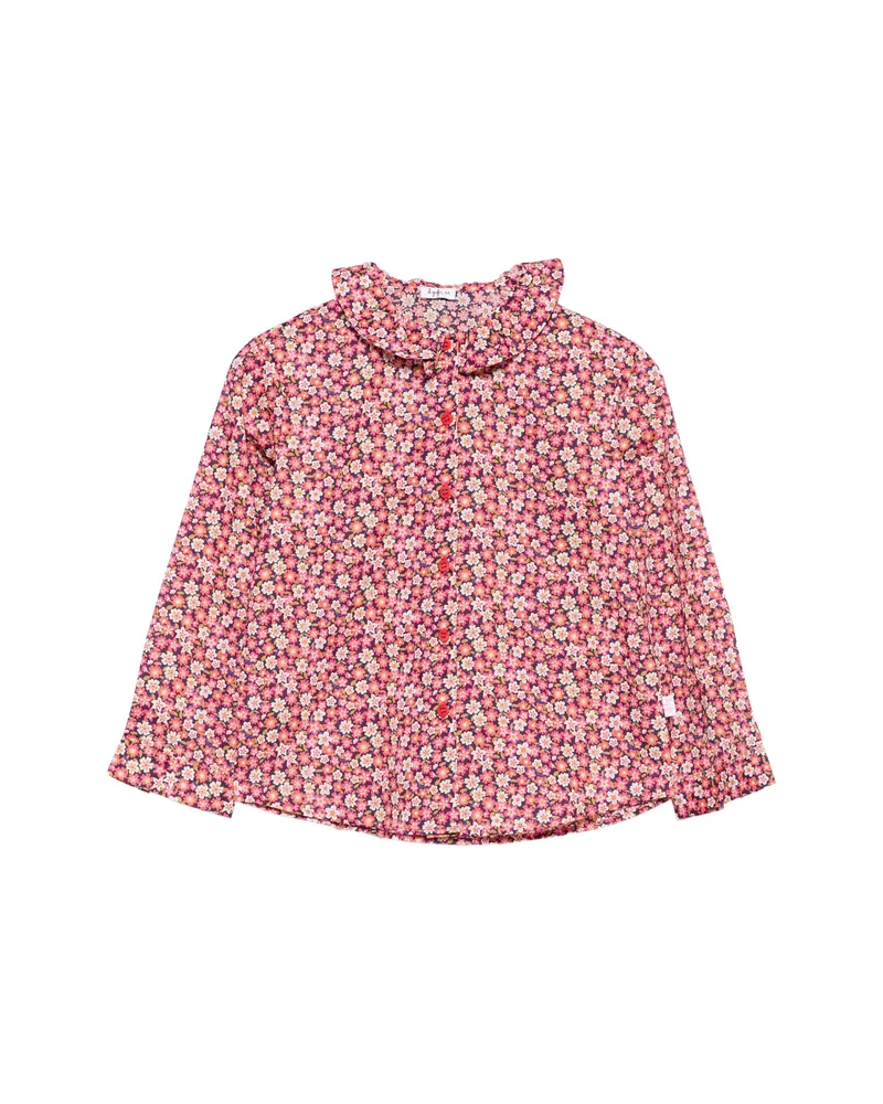 Il Gufo Floral-print Ruffled Shirt Pink