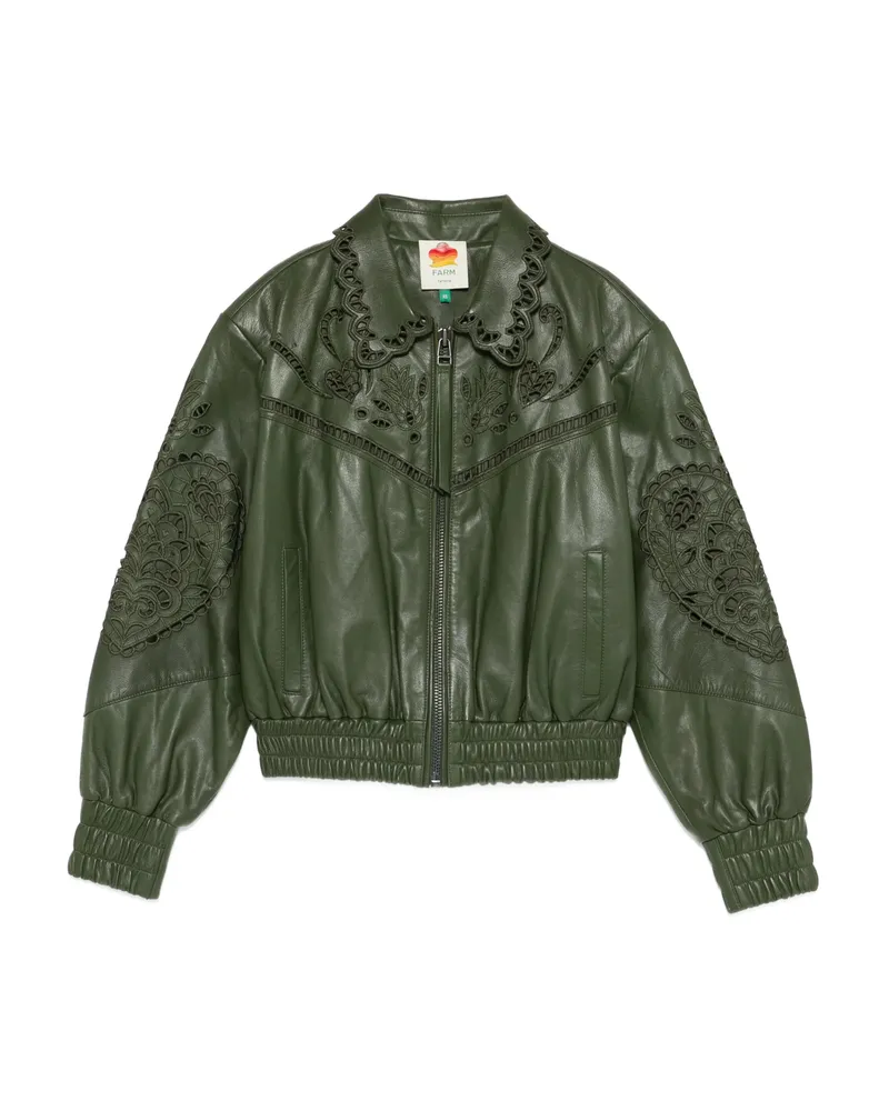 FARM Rio Richelieu Heart Embroidered Jacket Green