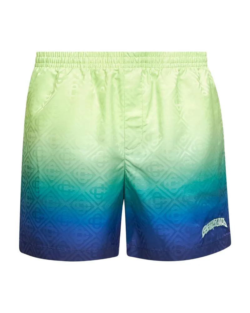 Casablanca Paris Gradient Logo-embroidered Swim Shorts Green