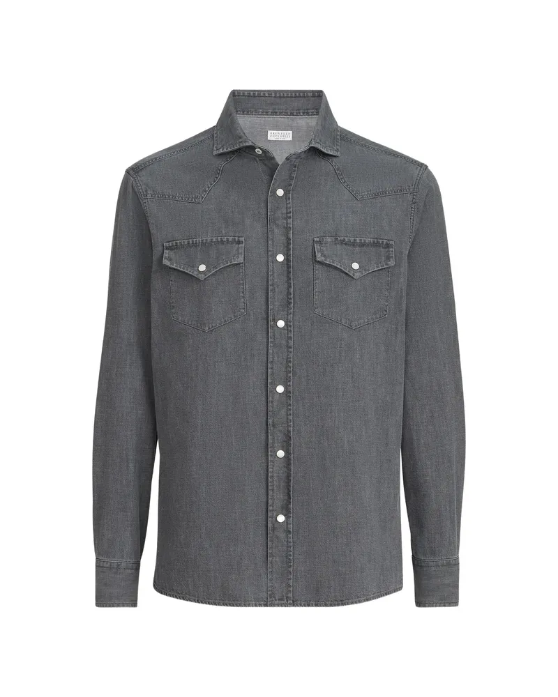 Brunello Cucinelli Lightweight Denim Shirt Grey
