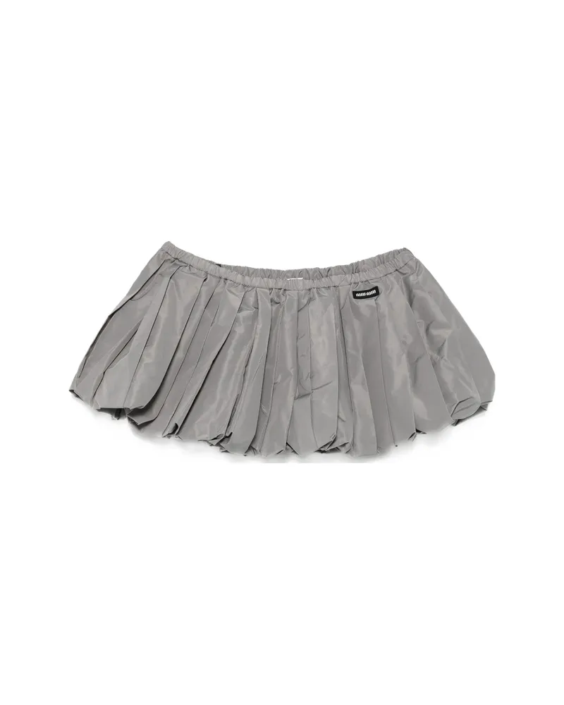 Miu Miu Pleated Puff-ball Mini Skirt Grey