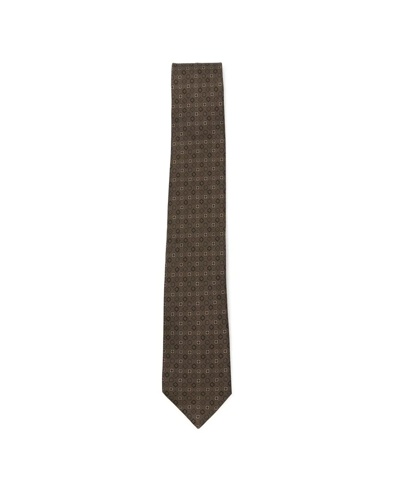 Ferragamo Geometric-pattern Tie Brown