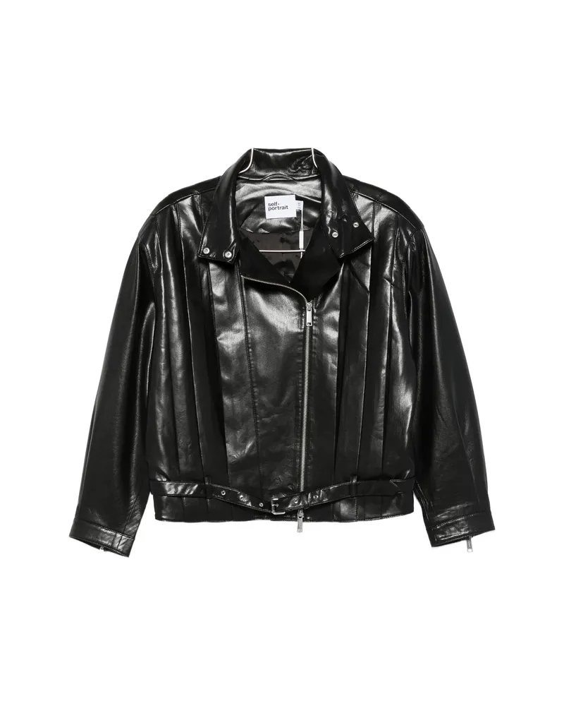 Self-Portrait Buckle Waist Jacket Black