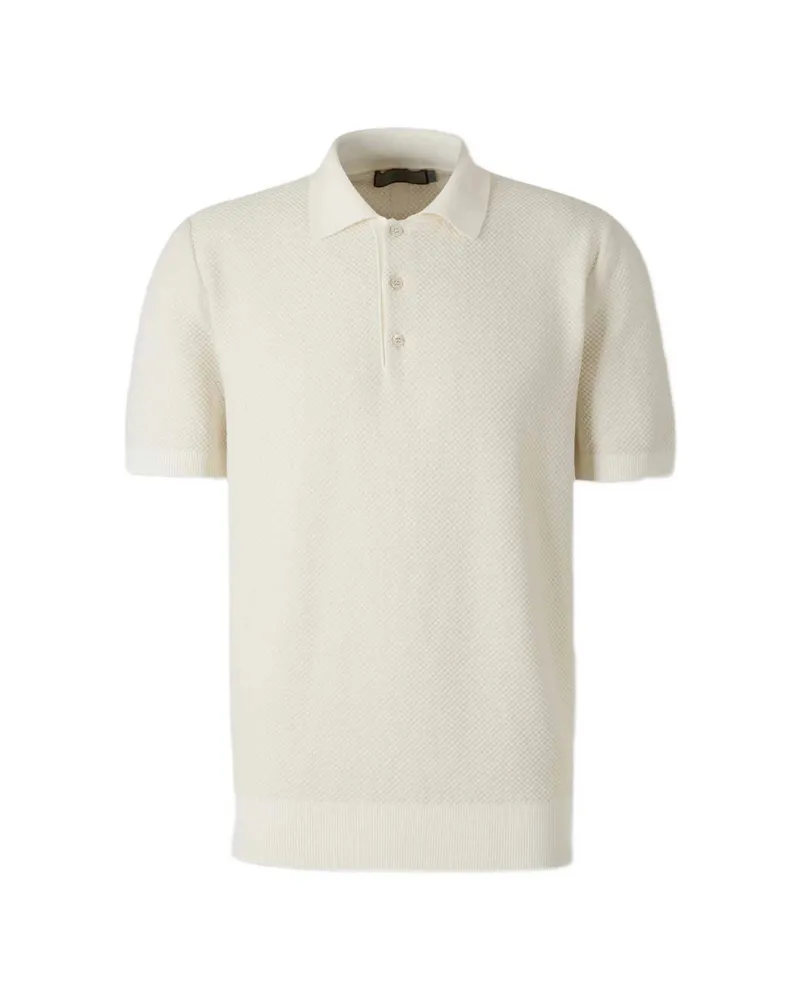 Canali Textured Polo Shirt Neutrals