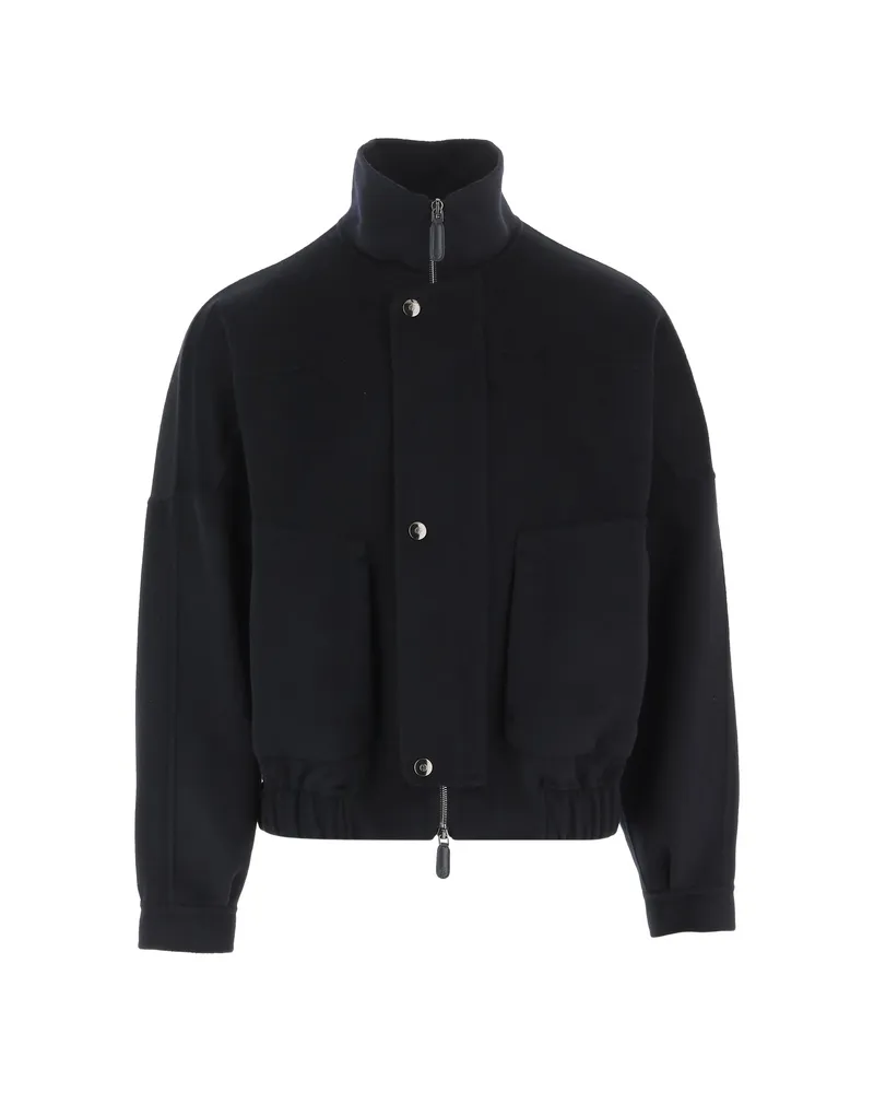 Giorgio Armani Zip-up High-neck Jacket Blue