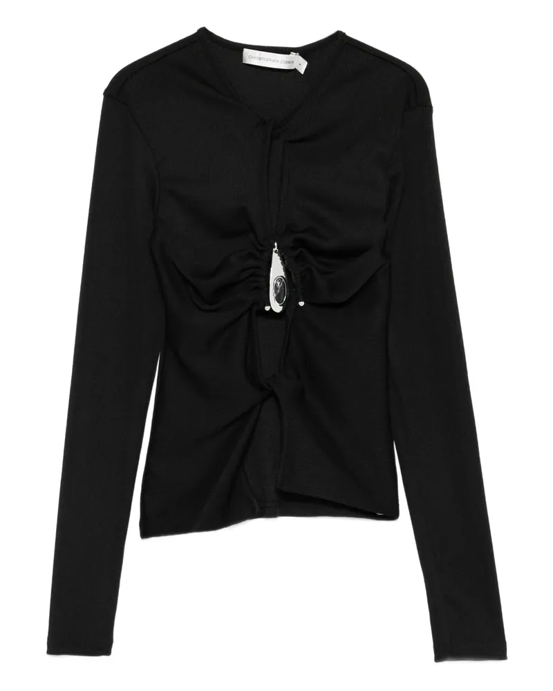 Christopher Esber Crystal-pendant Open-twist Top Black