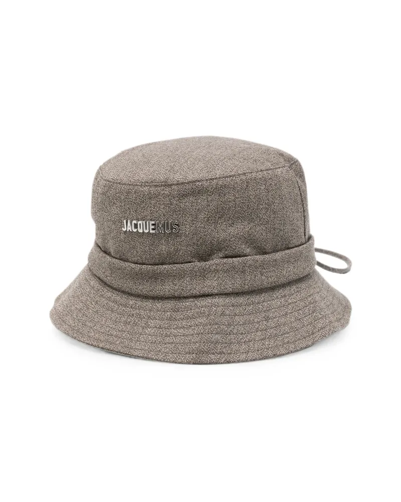 Jacquemus Logo-plaque Drawstring Bucket Hat Brown