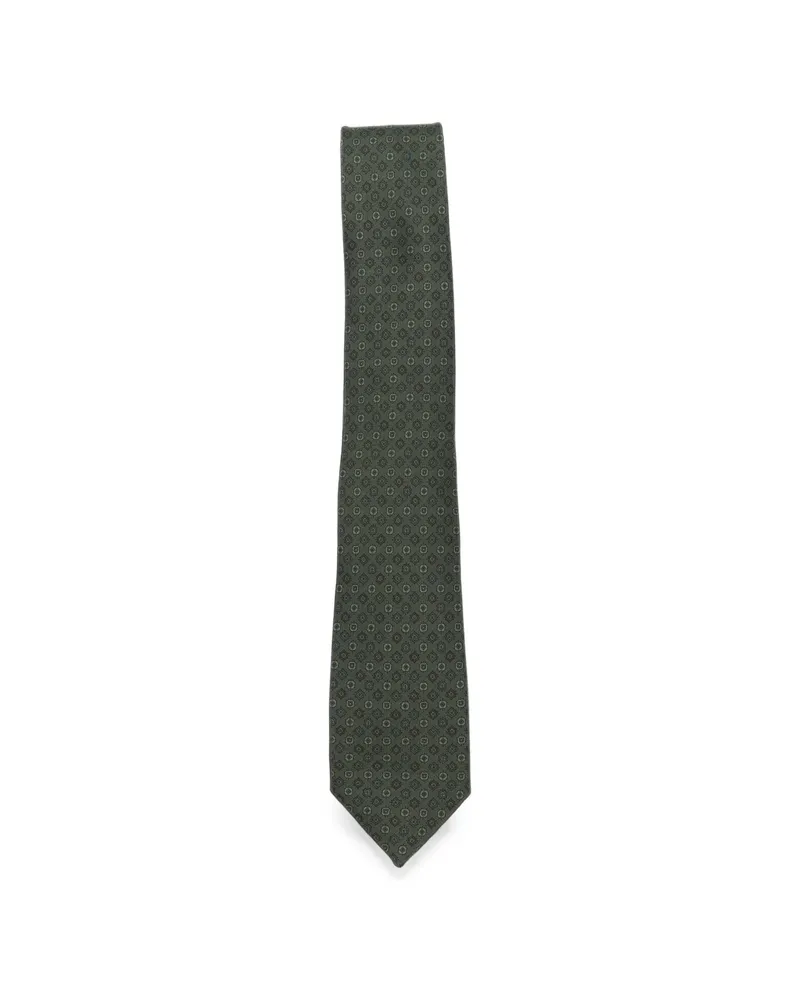 Ferragamo Geometric-print Tie Green