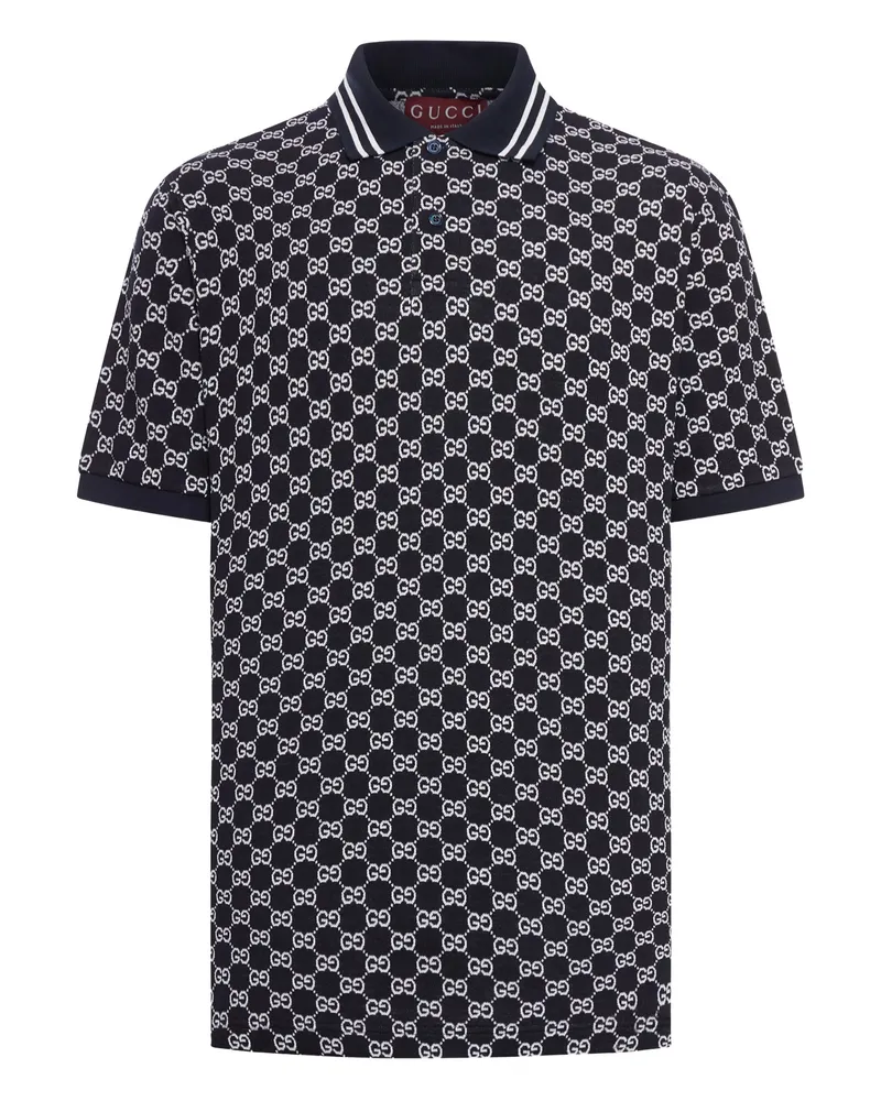 Gucci GG-pattern Coton Polo Shirt Blue