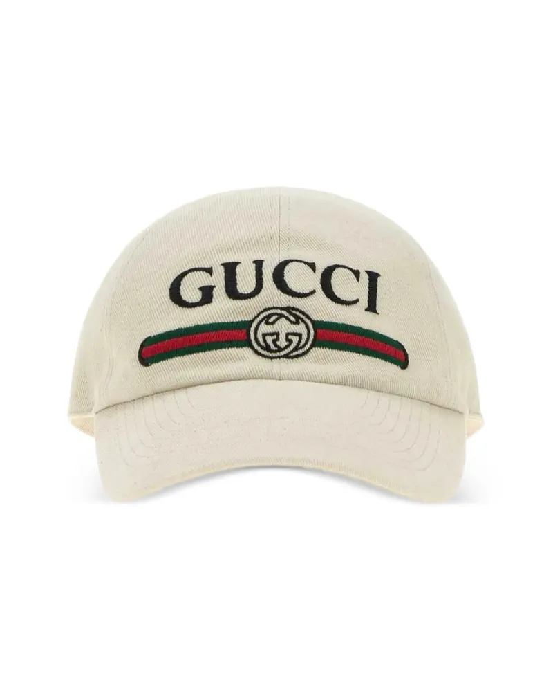 Gucci Logo-embroidered Web-stripe Baseball Cap Neutrals