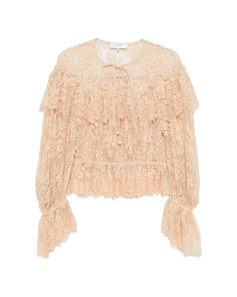 Sea Ruffled Lace Blouse Neutrals