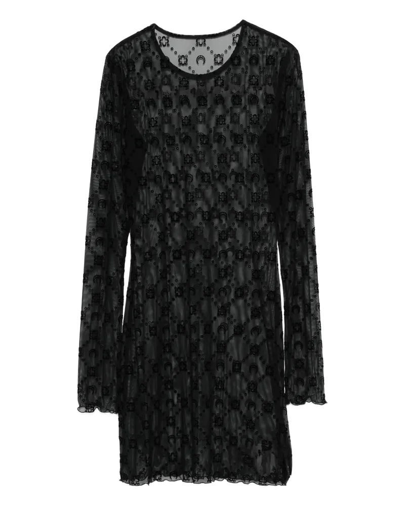 Marine Serre Moon-embellished Mesh Dress Black