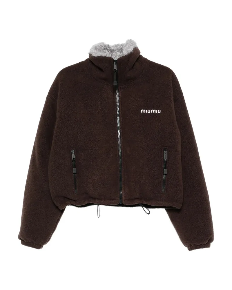 Miu Miu Fleece Down Jacket Brown