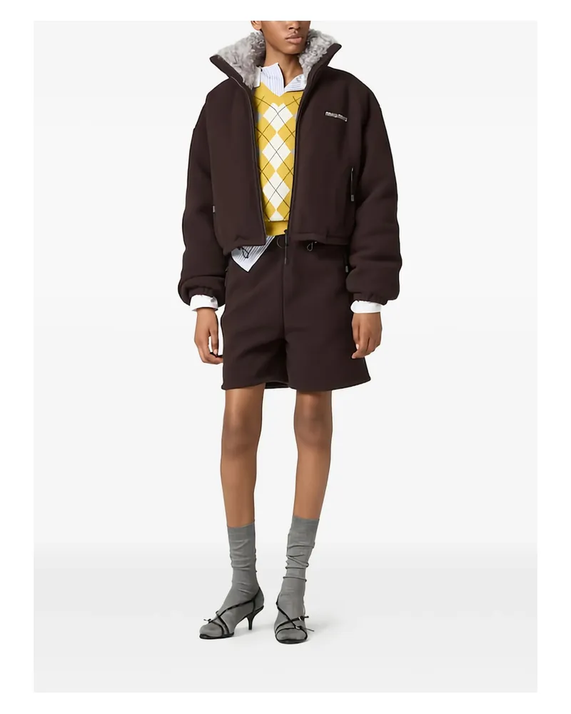 Miu Miu Fleece Down Jacket Brown