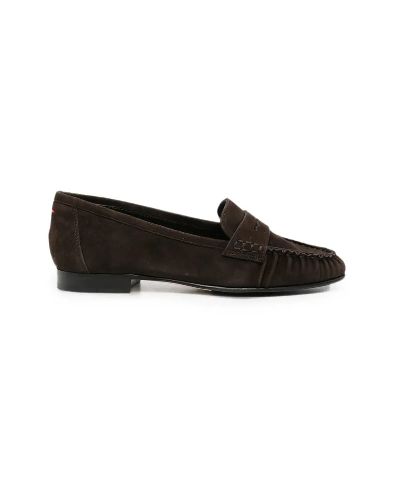 aeyde Aldous Suede Penny-slot Loafers Brown