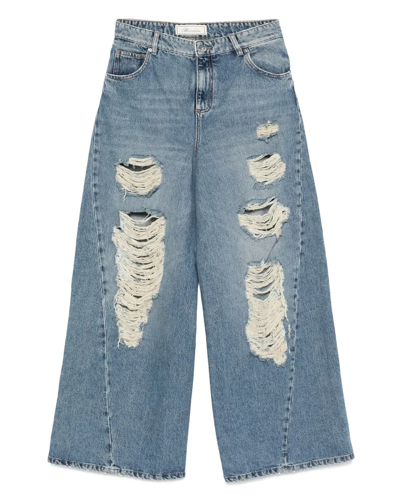 Blumarine Distressed Frayed Jeans Blue