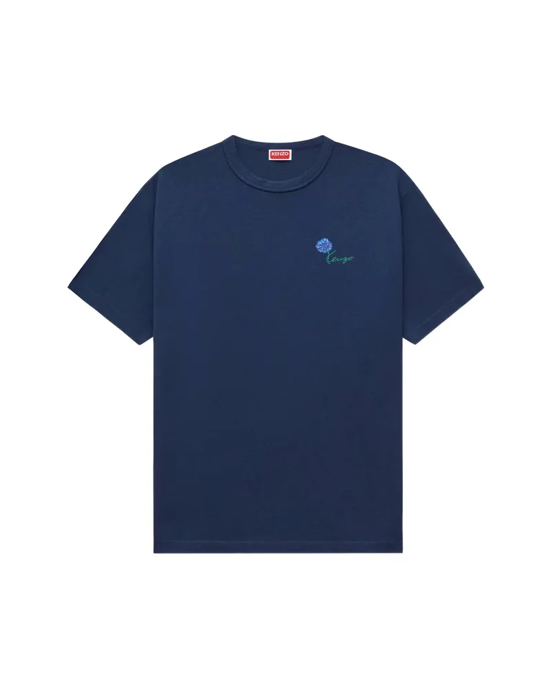Kenzo Tulip Cotton T-shirt Blue