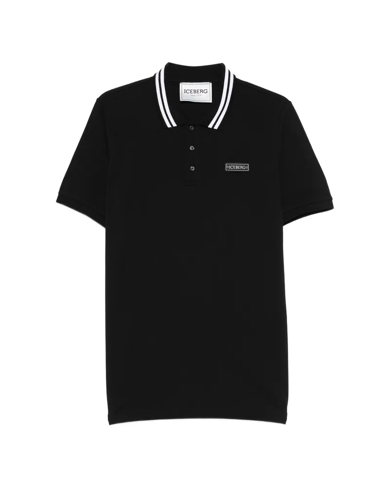 Iceberg Striped-collar Polo Shirt Black