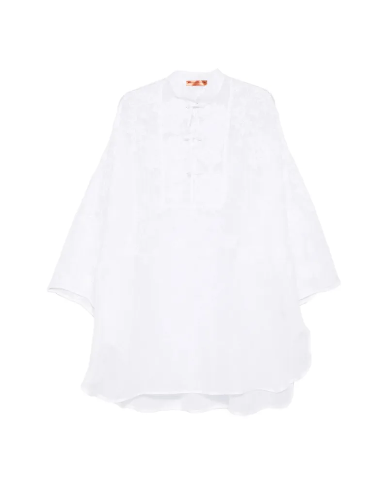 Ermanno Scervino Lace Buttoned Mini Dress White