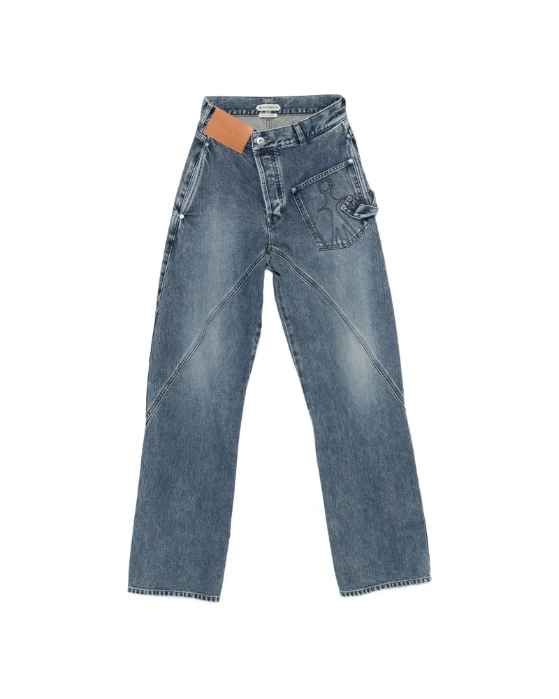 J.W.Anderson Twisted-effect Logo-patch Jeans Blue
