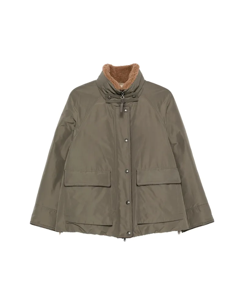 Brunello Cucinelli Shearling-collar Press-stud Jacket Green